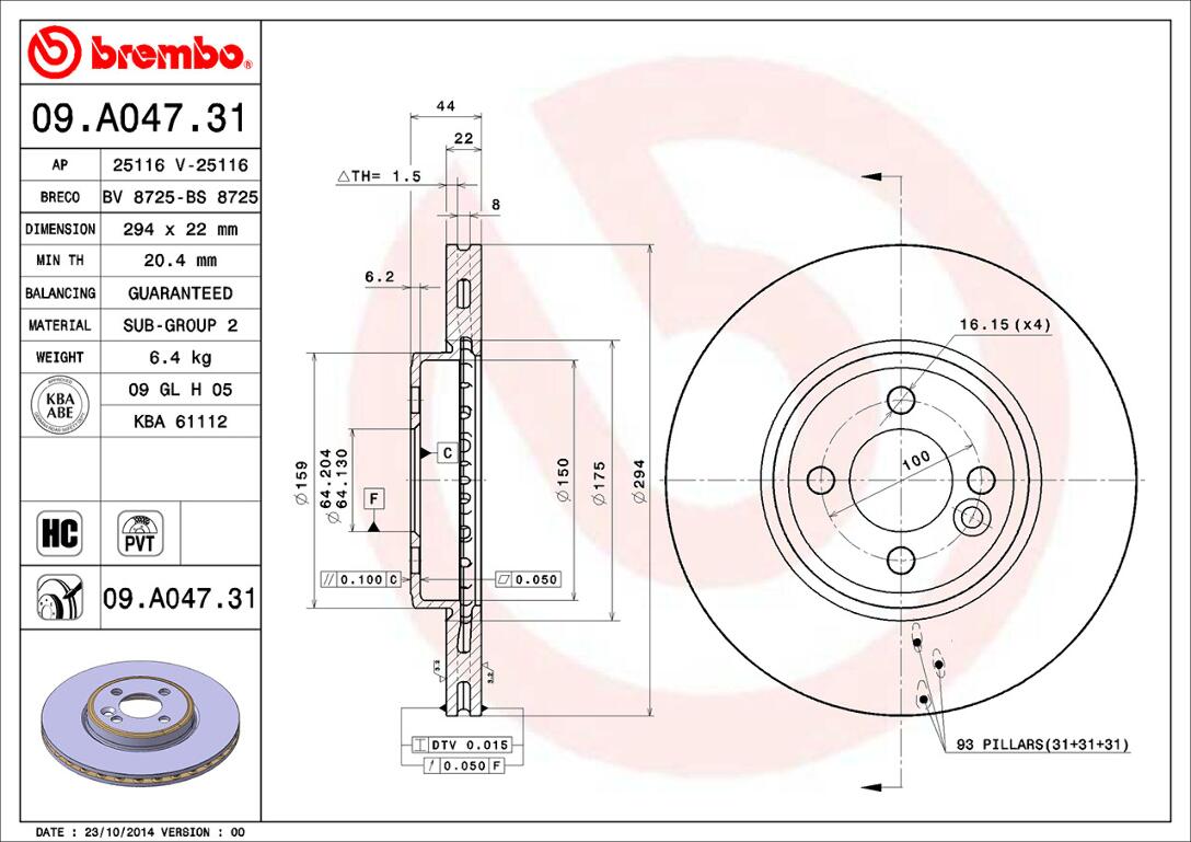 Mini Brembo Disc Brake Rotor - Front (294mm) 34116858652